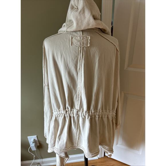 Free People We The Free Emilia Cardigan Hoodie Slouchy Oversized XS tan EUC - Picture 7 of 16